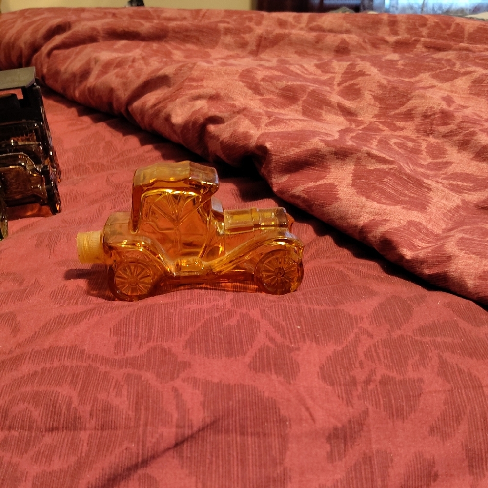 Vintage Amber Glass Car Bottle